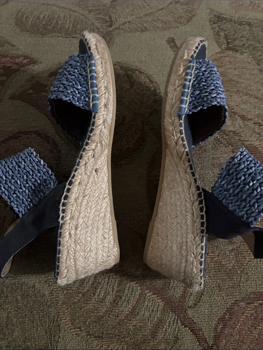 Juncal Aguirre  Blue Woven Espadrille Wedge Sandals
